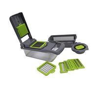 Râpe éplucheuse multifonctionnelle pour hachoir à légumes avec lames en acier inoxydable pour la cuisine, le restaurant domestique, la préparation des aliments sûre et efficace (Gris Vert)