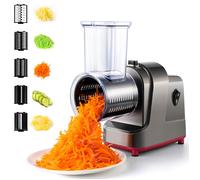 Râpe Fromagère Électrique 250W, Hachoir Multifonction 5 en 1 avec Lames Inox pour Fromage, Légumes, Fruits - Facile à Nettoyer