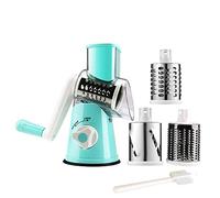 Râpe manuelle rotative pour fromage et légumes, pomme de terre, carottes, mandoline, écrous, broyeur avec brosse de nettoyage pour la cuisine bleu