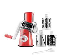 Râpe manuelle rotative pour fromage et légumes, pomme de terre, carottes, mandoline, écrous, broyeur avec brosse de nettoyage pour la cuisine Rouge