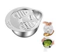 Râpe plate en acier inoxydable pour râpe fine, moyenne et grossière, et trancher, râpe à fromage à légumes avec bol à riz, passe au lave-vaisselle (râpe avec bol passoire)
