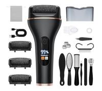Râpe Ponceuse Pieds Électrique, Kit de Pédicure Professionnel, 2 Vitesses 1700-2100 tr/min, 3 Têtes de Ponçage, IPX5 Étanche, Rechargeable 1200mAh 240min Autonomie, Écran LCD (Noir)