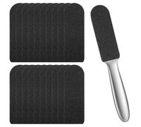 Râpe professionnelle pour pédicure - Râpe à pied en acier inoxydable avec 20 tampons de rechange - Double grain - Pour soins de la peau dure - Éliminateur de cors et de callosités