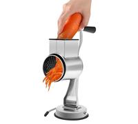 Râpe Rotative Manuelle 5-en-1 en Acier Inoxydable 430 - Sécurité Maximale avec Base à Ventouse TPR Robuste - Idéale pour Râper Légumes, Fromage- Lames Amovibles et Faciles à Nettoyer