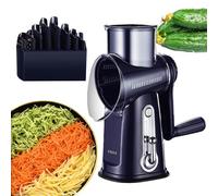 Râpe rotative manuelle à fromage - Râpe rotative à manivelle pour fromage, légumes et fruits, trancheuse avec tambour interchangeable en acier inoxydable, design antis