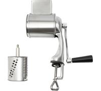 Râpe rotative manuelle en acier inoxydable, design ergonomique, cinq lames interchangeables, argenté