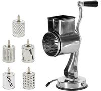 Râpe rotative manuelle en acier inoxydable Râpe à légumes avec 5 lames tambour Râpe à fruits et légumes de cuisine Râpe à carottes