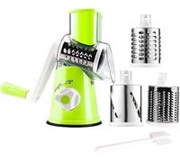 Râpe rotative manuelle pour fromage, parmesan, nourriture, légumes, pommes de terre, carottes, noix, broyage avec brosse de nettoyage (vert)