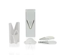 Börner V3 TrendLine Mandoline - Kit Starter - Avec 3 inserts - Orange | Avec poussoir de sécurité & 3 inserts & Multibox - 2 épaisseurs - Bâtonnets & dés en 2 tailles - Pieds antidérapants
