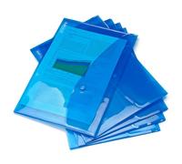 Rapesco 0687 ECO Pochette à Bouton Pression Recy 4+, Bleu Transparent Vif, Lot de 5