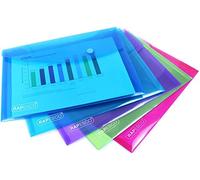Rapesco Pochette à bouton-pression 0689 A5 recyclée, couleurs transparentes assorties, lot de 5