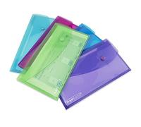 Rapesco Pochette à bouton-pression 0690 ECO – Recyclée DL Couleurs vives transparentes, Lot de 5