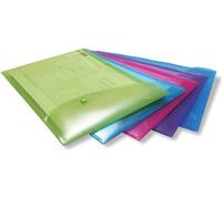 Rapesco 0698 ECO Pochette à Bouton Pression Recy ormat Portrait, A4+, Couleurs Vives Transparentes Assorties, Lot de 5