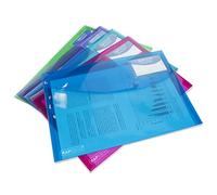 Rapesco Pochette porte-documents 0700 ECO A4 Recyclée, bouton pression, transparentes ID – Lot de 5