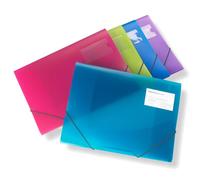Rapesco Chemise porte-documents 0719 – 3 rabats A4+ – Couleurs vives transparentes, lot de 5