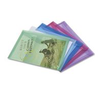 Rapesco 1039 ECO Pochette à Bouton Pression, A4, Couleurs Transparentes Assorties, Lot de 5