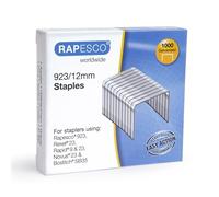 Rapesco Agrafes 1238 galvanisées 923/12 mm Type 23, lot de 1000