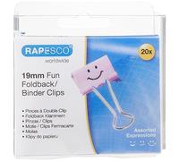 Rapesco 1349 Pinces à Double Clip 19 mm, Rose Pastel, Lot de 20