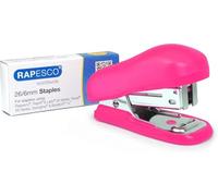 Rapesco Mini-agrafeuse 1412 Bug avec agrafes, Rose vif