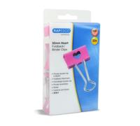 Rapesco Pinces à double clip 1426 Cœurs 32 mm Fuchsia Lot de 20