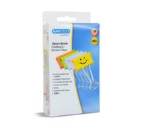 Rapesco 1428 Pinces à Double Clip Emoji Sourire 19 mm, Couleurs Assorties, Lot de 80