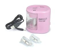 Rapesco 1446 PS12-USB Taille-Crayon Électrique Automatique avec chargement USB ou Batterie (non inclus), Rose Pastel
