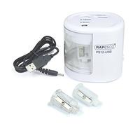 Rapesco 1448 PS12-USB Taille-Crayon Électrique Automatique avec chargement USB ou Batterie (non inclus), Blanc