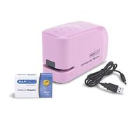 Rapesco 1451 626EL Agrafeuse Automatique à USB/Batterie avec 1000 Agrafes 26/6mm, Capacité de 15 Feuilles, Rose Pastel