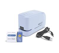 Rapesco 1452 626EL Agrafeuse Automatique à USB/Batterie avec 1000 Agrafes 26/6mm, Capacité de 15 Feuilles, Bleu Pastel