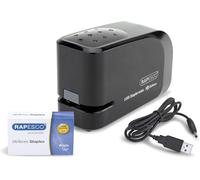 Rapesco Agrafeuse électrique 626EL – Agrafage automatique, double alimentation USB/Batterie – Noir