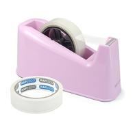 Rapesco 1487 Dévidoir de Ruban Adhésifs 500 et 2 Rouleaux, Rose Pastel