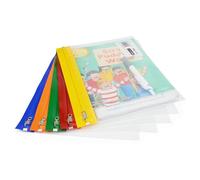 Rapesco Pochette de documents 1502 – A5 transparent, zip métal, bandes colorées assorties – Lot de 5