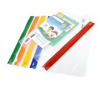 Rapesco 1503 Pochette Document Zippi avec Zip en Métal, A4+, Transparent avec Bandes de Couleurs Assorties, Lot de 5
