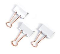 Rapesco 1508 Pinces à Double Clip 19 mm, Blanc avec Bras en Or Rose, Lot de 80