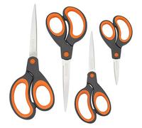 Rapesco 1577 Ciseaux Poignées Souples, Noir/Orange, Lot de 4