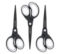 Rapesco 1597 Ciseaux à papier en Titane avec Poignées Souples, Lot de 3, Noir et Gris Clair