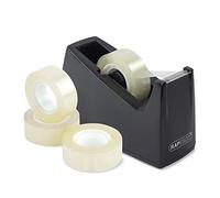 Rapesco Dévidoir de ruban adhésif 1619 300 - noyau 25 mm - 4 rouleaux inclus - noir