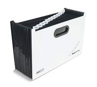 Rapesco 1624 SupaFile Plus Organiseur Trieur de Bureau Extensible à 13 Compartiment, Surdimensionné, A4+, Blanc avec Intercalaires Noirs