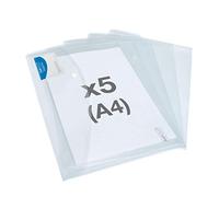 Rapesco 1629 ECO Pochette à Bouton Pression Recyclé ID, A4, Transparent, Lot de 5