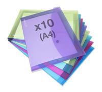 Rapesco 1665 ECO Pochette à Bouton Pression Recy 4+, Couleurs Vives Transparentes Assorties, Lot de 10
