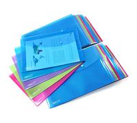 Rapesco 1678 ECO Pochette à Bouton Pression Recy 4+, Couleurs Vives Transparentes Assorties, Lot de 40