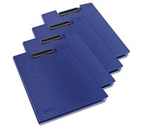 Rapesco Porte-blocs A4 avec rabats, clip métal, bleu, lot de 4