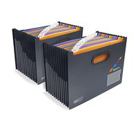 Rapesco 1729 SupaFile Twin Pack A4 Trieurs à Soufflets Horizontals avec 13 Compartiments Multicolores, Noir
