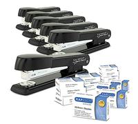 Rapesco 1733 Business Pack: 6 Agrafeuses Marlin Antibactériennes Germ-Savvy, Capacité de 25 feuilles, et 12 Boîtes de 1000 Agrafes 26/6 mm, Noir