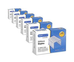 Rapesco 1735 Agrafes Galvanisées 26/6mm (No.56), 6 Boîtes de 5000 | Business Pack