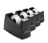 Rapesco 1741 Business Pack : 4 Dévidoirs de Ruban Adhésif Professionnels 300 Germ-Savvy Antibactérien avec 4 Rouleaux de Ruban Transparent, Noir