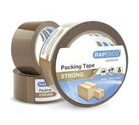 Rapesco 1750 Rouleaux de Ruban Adhésif d’Emballage Résistant, 50mm x 60m, Marron, Lot de 3