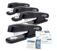 Rapesco 1756 Business Pack: 4 Agrafeuses Demi-Bande ECO, Capacité 20 Feuilles, et 4 Boîtes de 1000 Agrafes 26/6 mm, Noir