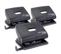 Rapesco 1757 Perforatrices ECO 2-Trous, Capacité 22 Feuilles, Lot de 3 | Business Pack, Protection Antibactérienne Germ-Savvy, Noir