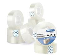 Rapesco 1807 Rouleaux de Ruban Adhésif Transparent, 19 mm x 33 m, Recharges Transparentes, Lot de 10